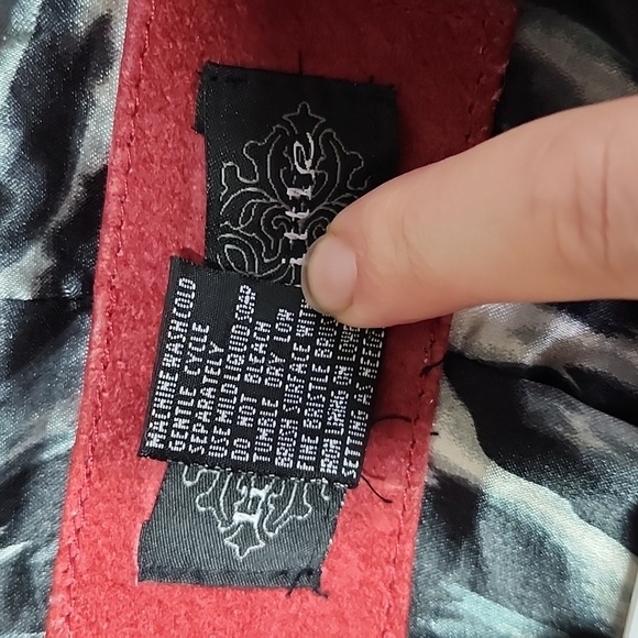 Live A Little Red Suede Jacket Leopard Lined Womens Medium Moto Jacket Bikercore - Picture 6 of 11